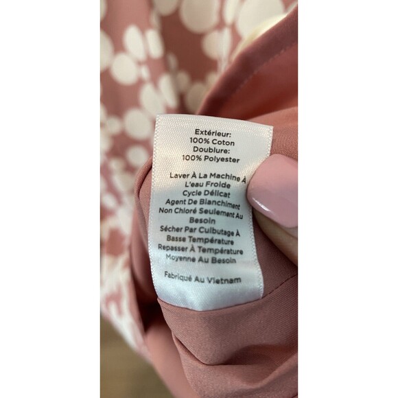 NWT TALBOTS RUFFLE NECK POPLIN SHIFT DRESS POLKA DOT Mauve Cotton Sz 16 - Picture 8 of 8